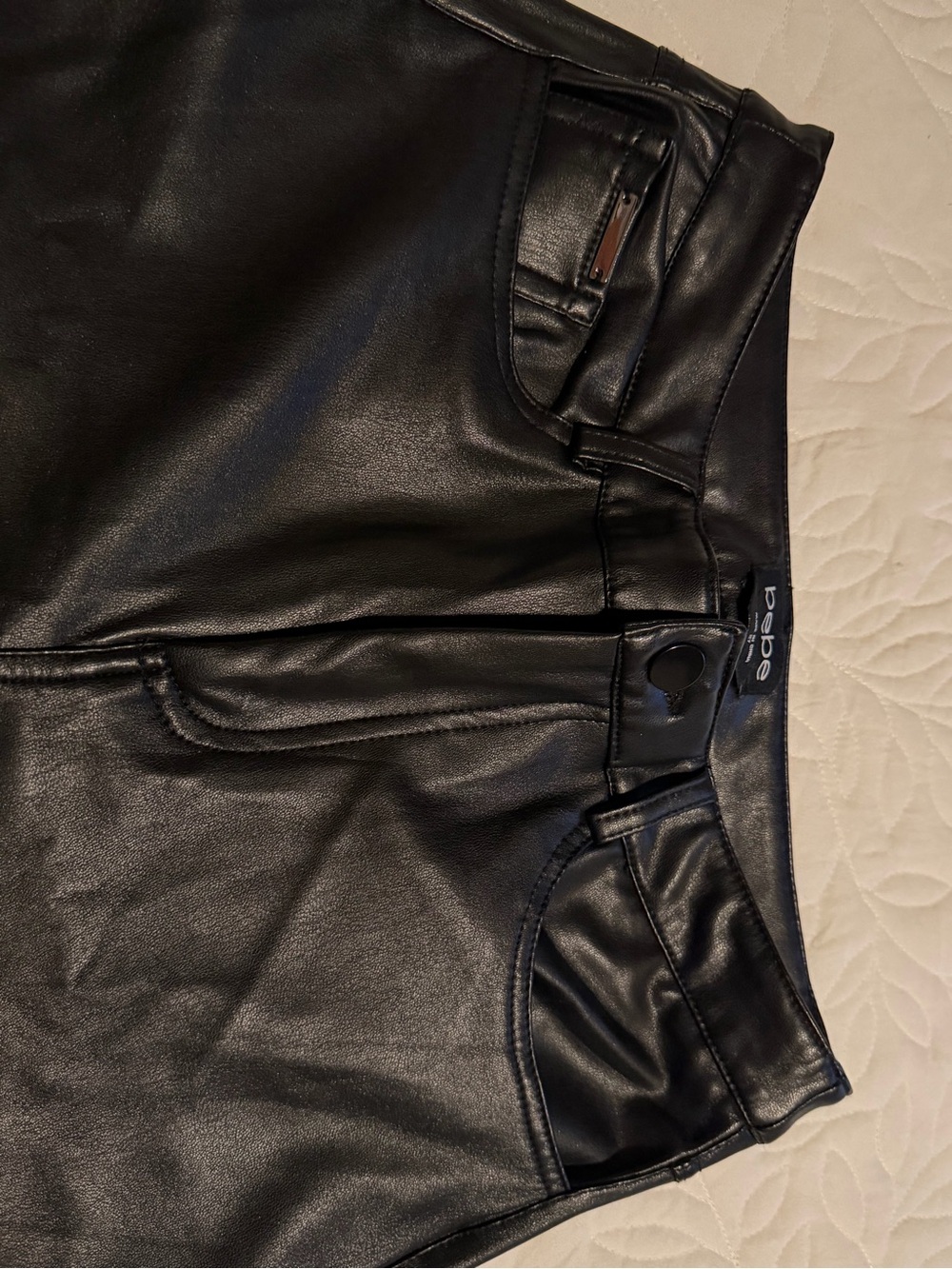 bebe Black Faux Leather Skinny Jeans - Picture 2 of 4